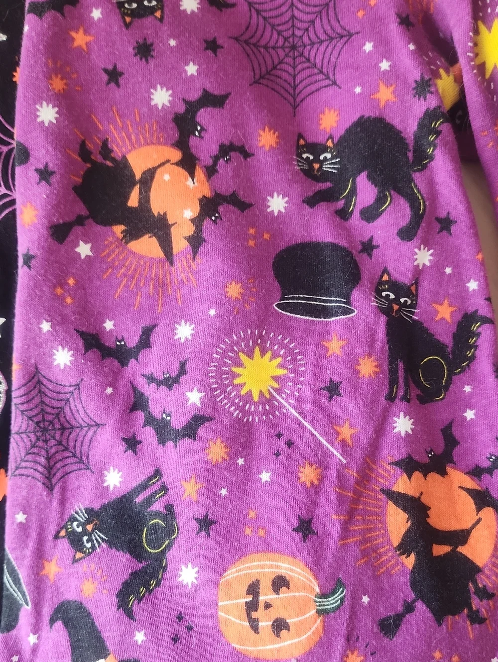 Sz 4T Girls TCP Halloween Cat & Pumpkin Long Sleeve Tee Set - Black & Purple